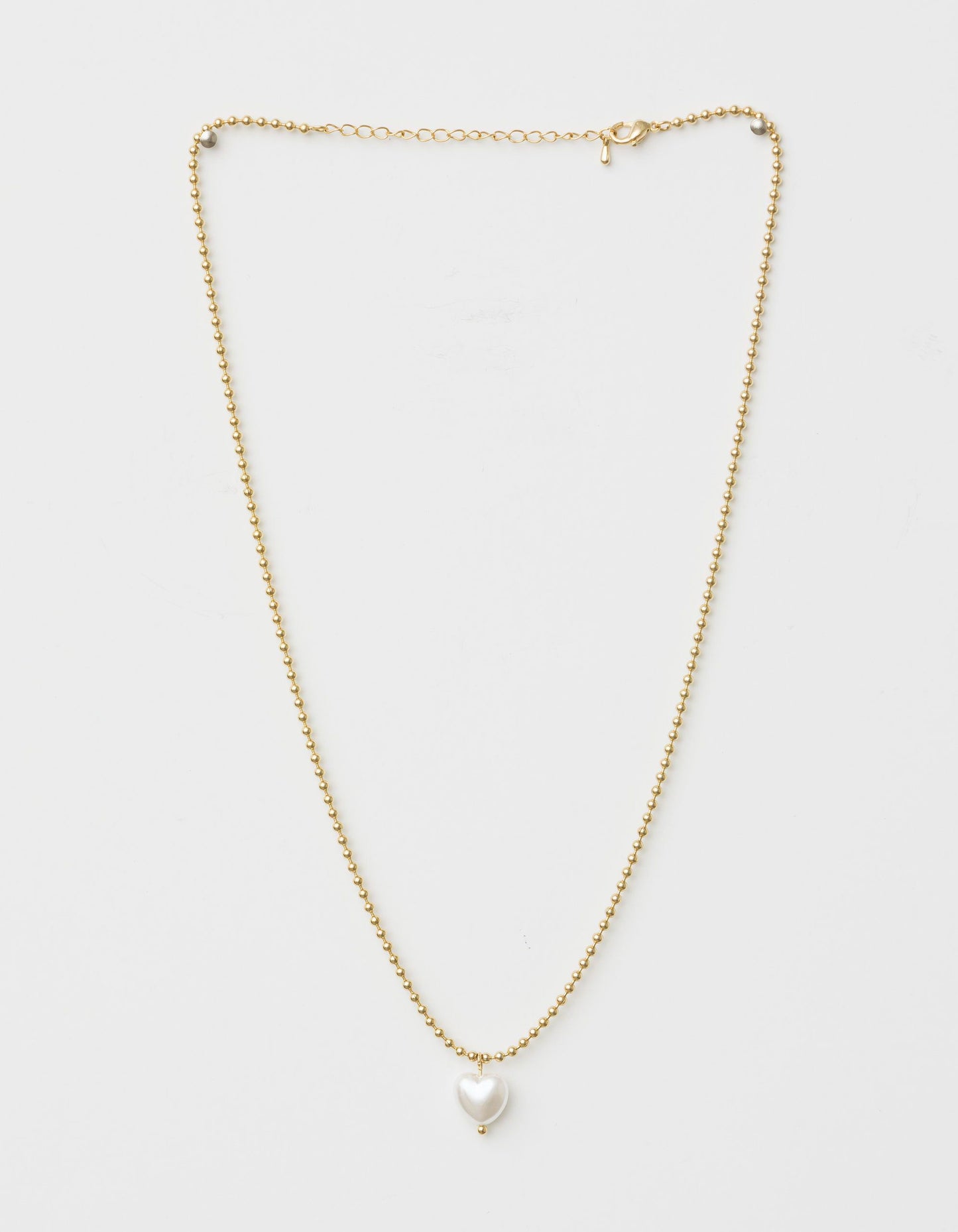 Gold Pearl Heart Ball Necklace