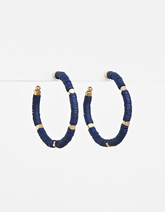 Navy fimo hoop w/ beads